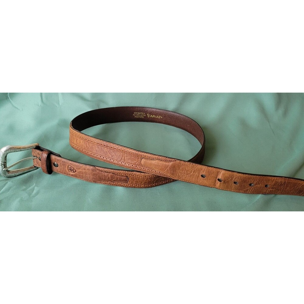 Ariat Brown Embossed Leather Western Belt Men's Size 44 110 Gator Print